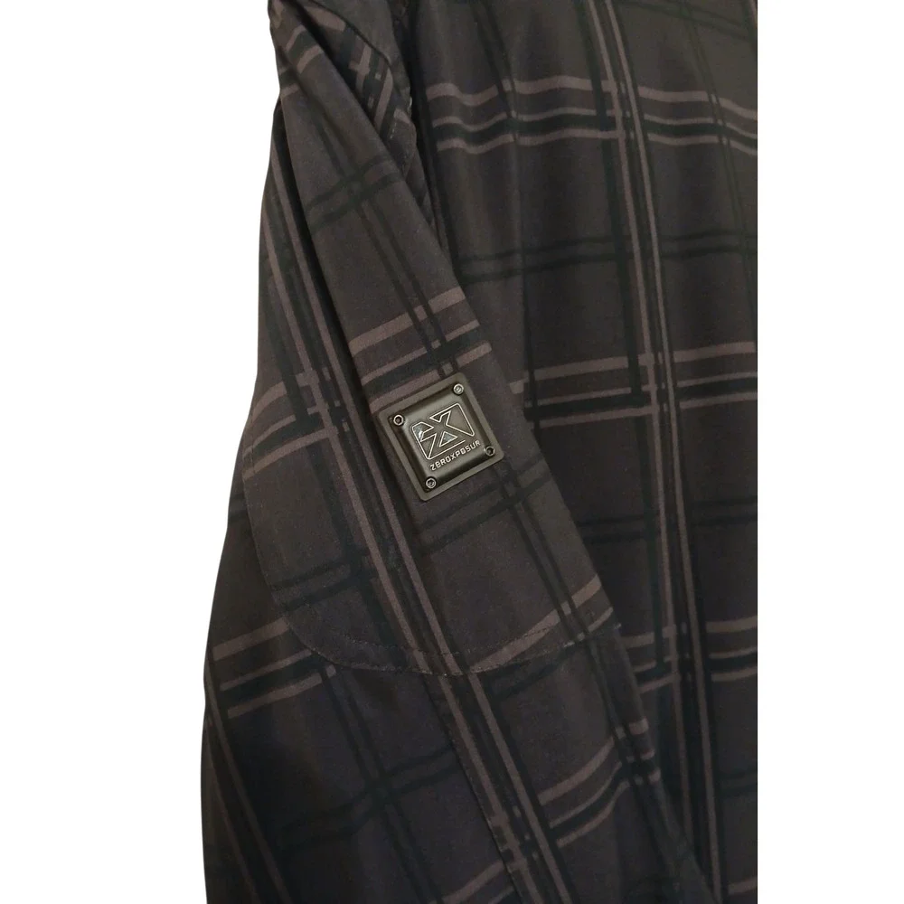 Mens Small Heavy Coat Full Zip Softshell Black Gray Plaid‎ Insulated Zip Pockets